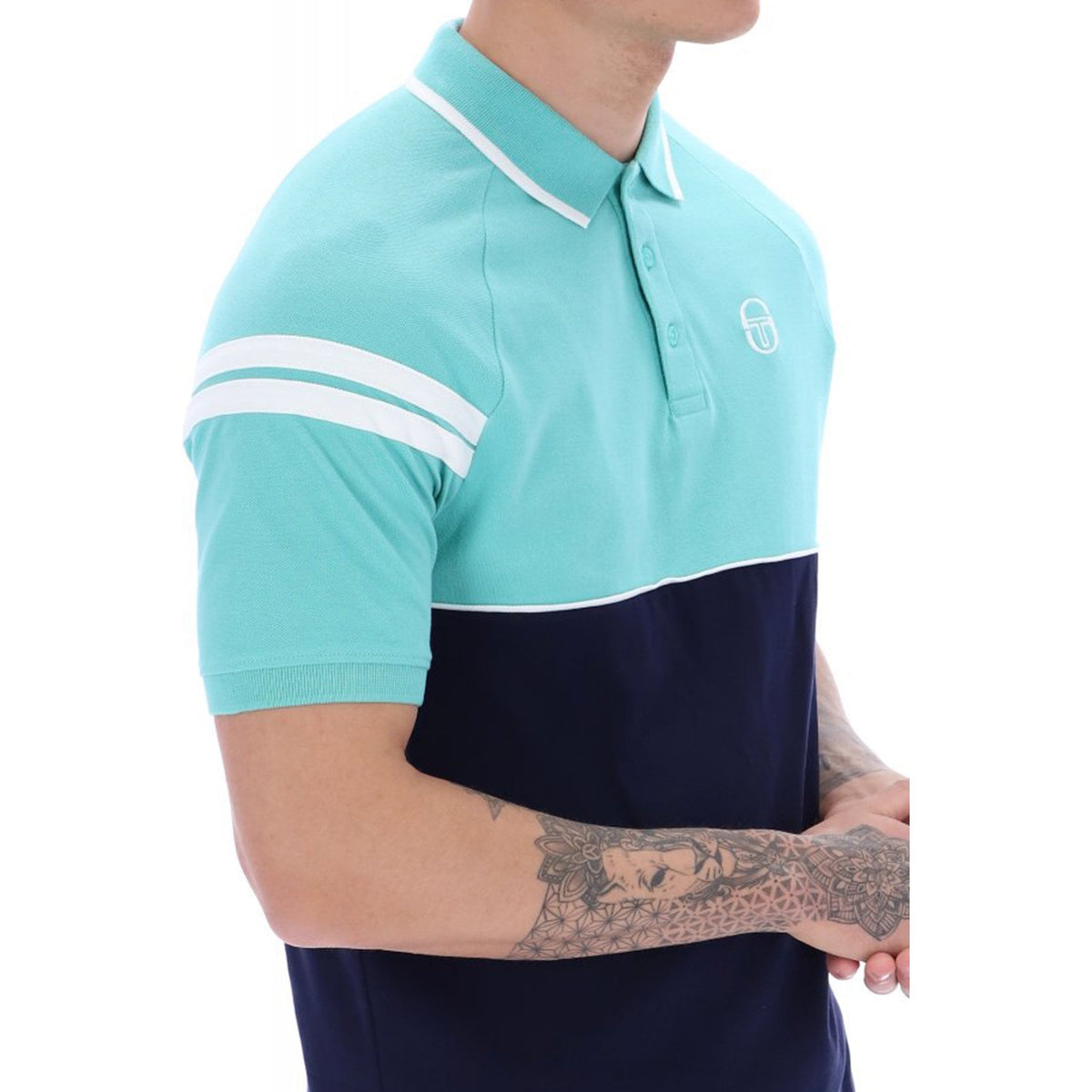 Sergio Tacchini | Cambio 6168 Contrast Colour Block Design Stripe Polo T-Shirt