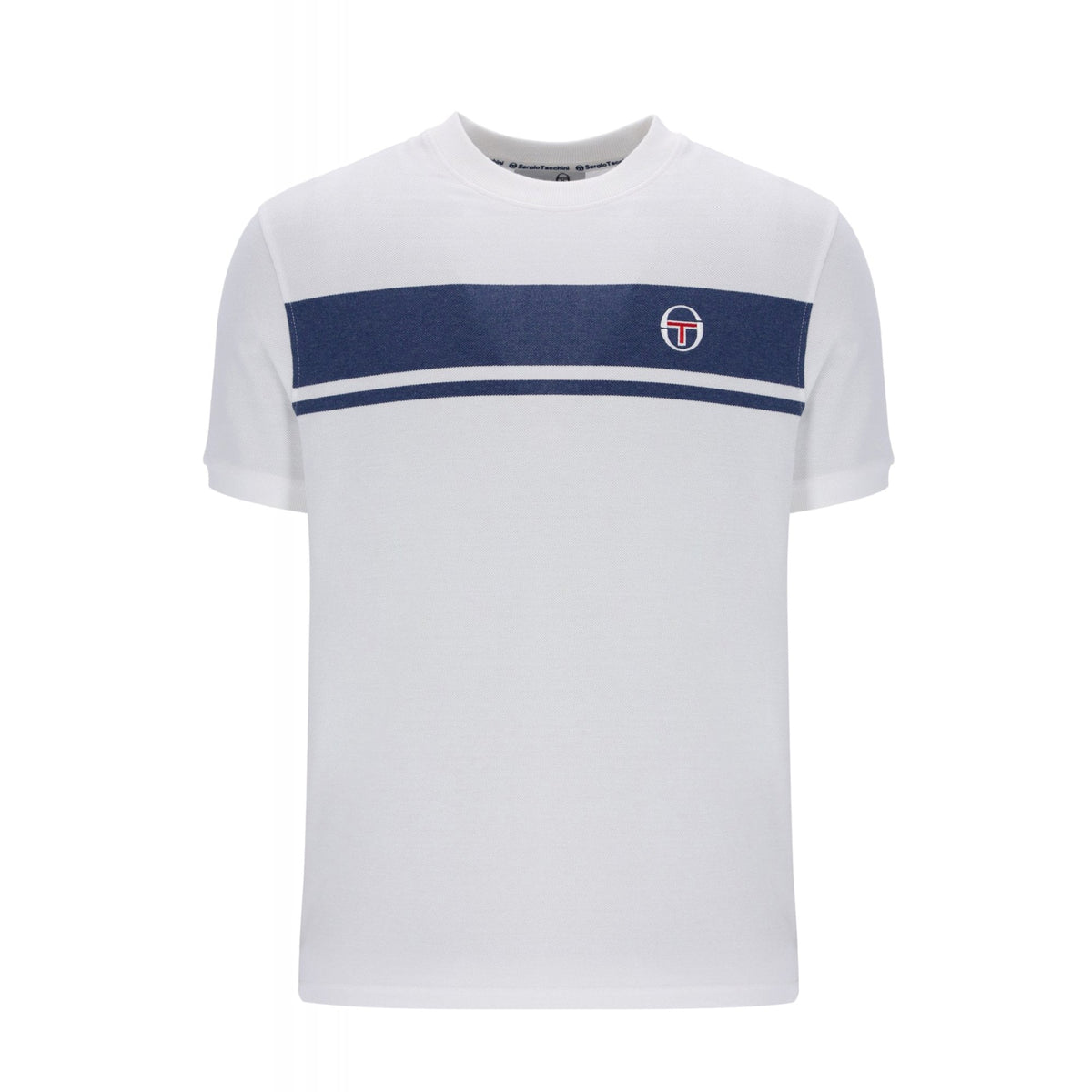 Sergio Tacchini | Masters 2156 Retro Contrast Denim Stripe Half Sleeve T-Shirt - White