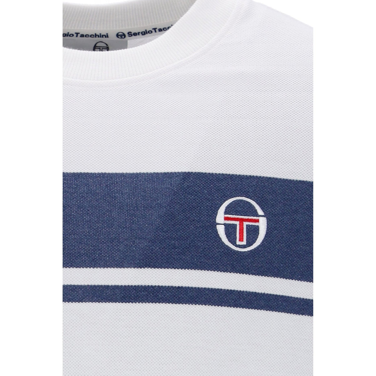 Sergio Tacchini | Masters 2156 Retro Contrast Denim Stripe Half Sleeve T-Shirt - White