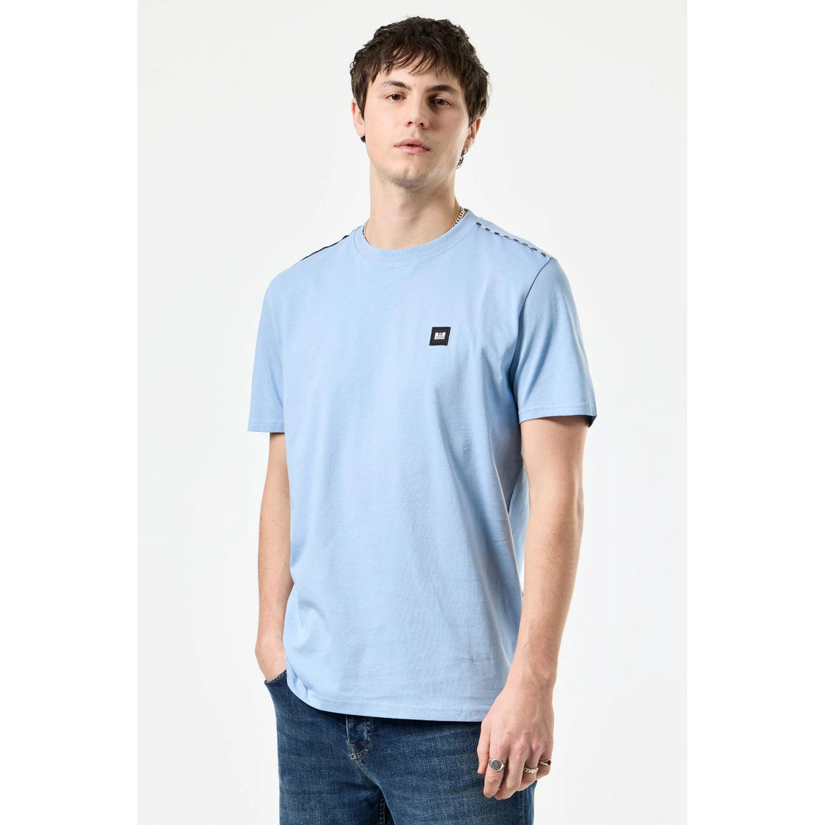 Weekend Offender TS1A11 Manuel Check Piping Half Sleeve T-Shirt - Sea Marine
