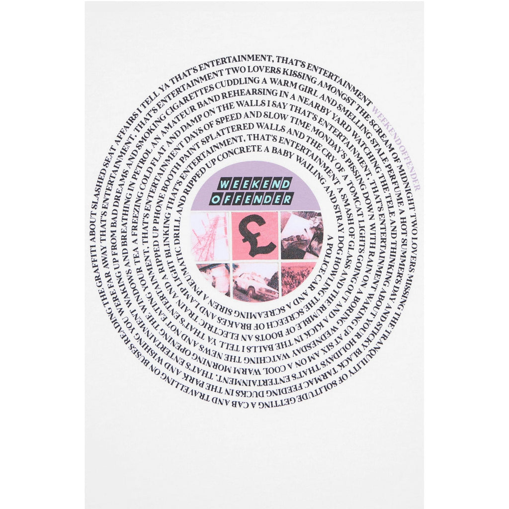 Weekend Offender PT1A10 'That's Entertainment' Lyrics Vinyl Record Graphic T-Shirt - White