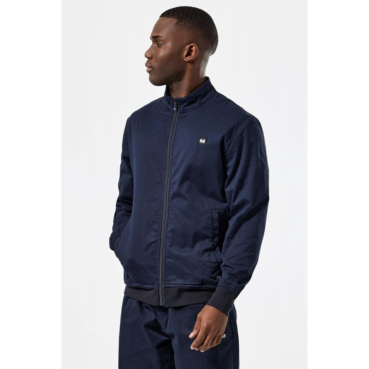 Weekend Offender TT1A01 Hemsley Cotton Lightweight Mock Neck Track Top - Navy