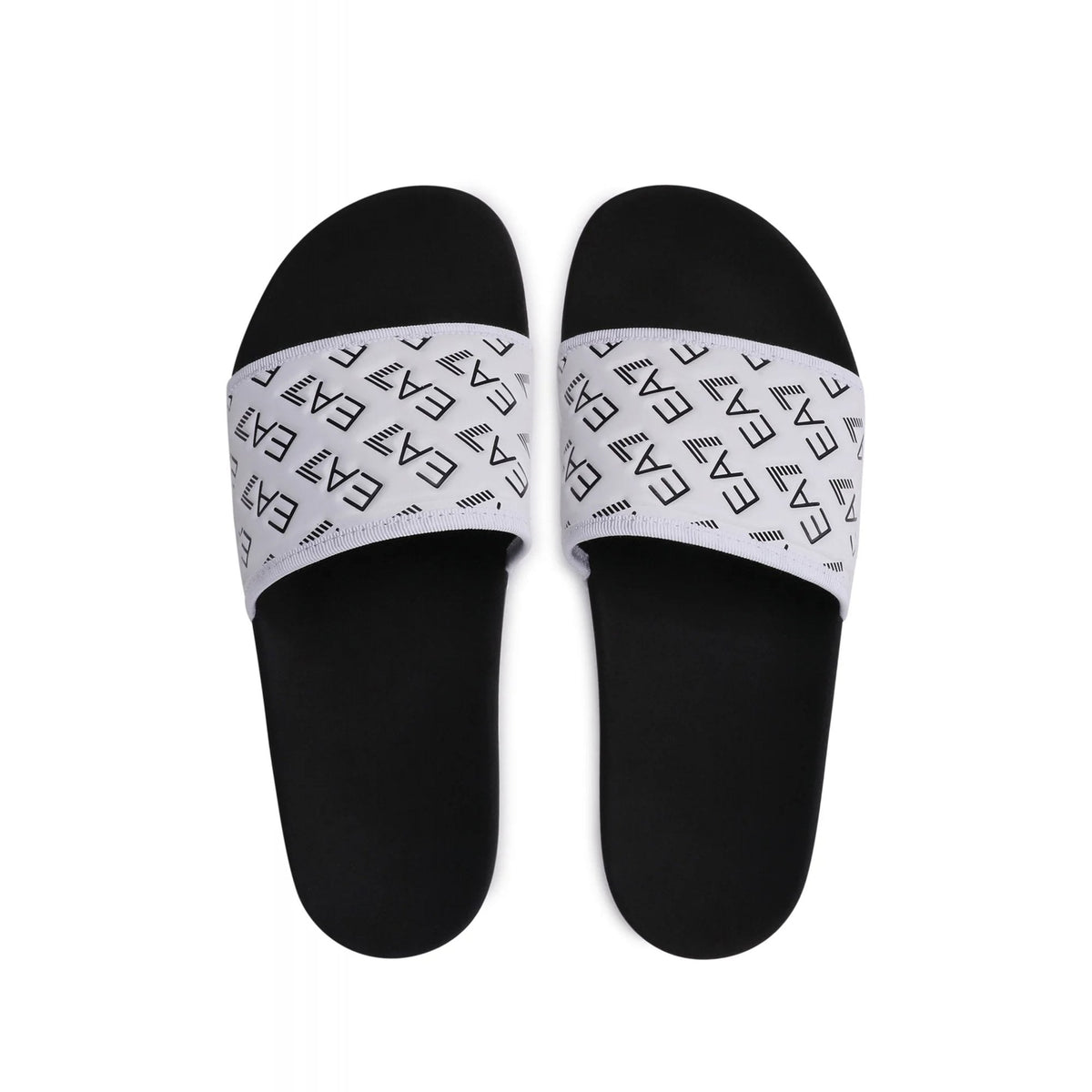 EA7 | Emporio Armani 0109 AF15125 Repeat Logo Flip Flop Sliders - Black/White