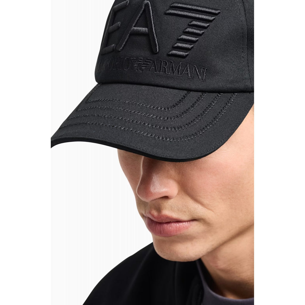 EA7 | Emporio Armani AF13150 Train Visibility Cotton Twill Embroidered 3D Logo Baseball Cap - Black