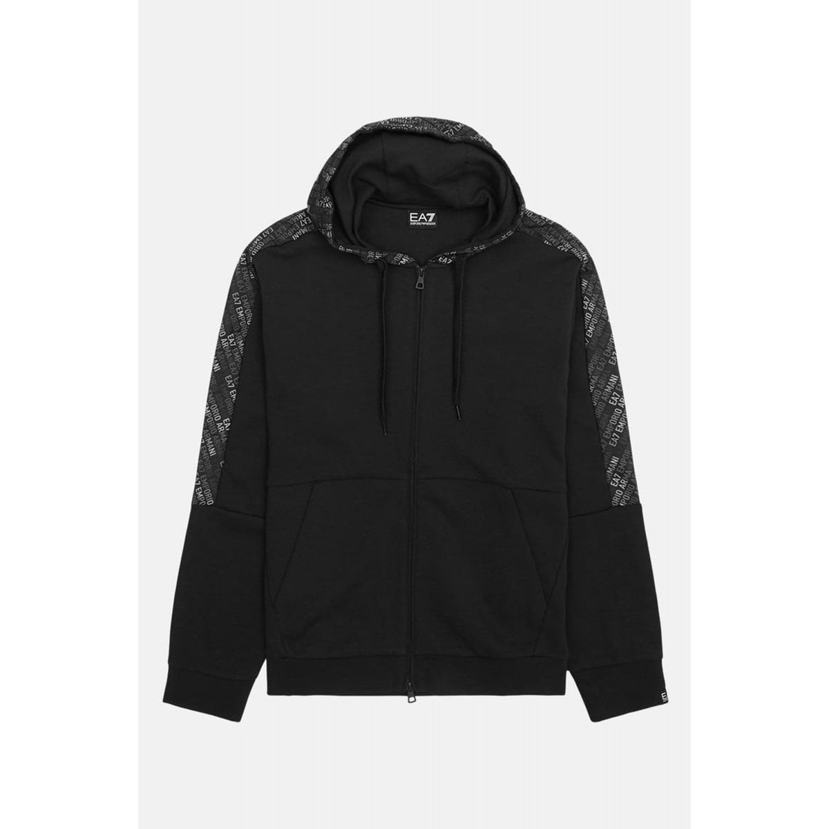 EA7 | Emporio Armani 7M000209 AF12660 Contrast Repeat Logo Full Zip Hood Top - Black