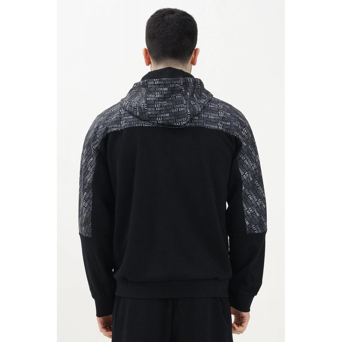 EA7 | Emporio Armani 7M000209 AF12660 Contrast Repeat Logo Full Zip Hood Top - Black
