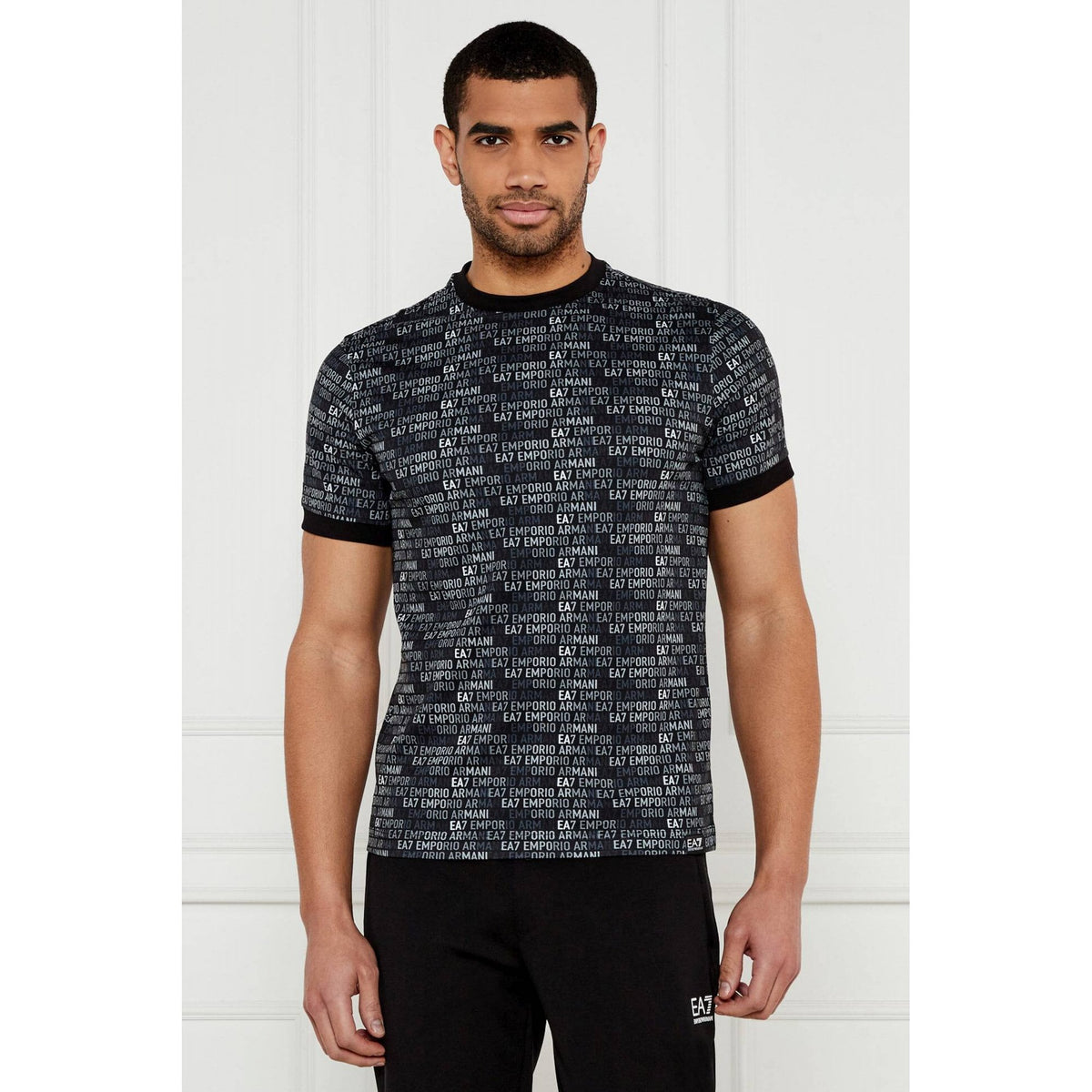 EA7 | Emporio Armani 7M000208 AF12874 Contrast Allover Monogram Repeat Logo T-Shirt
