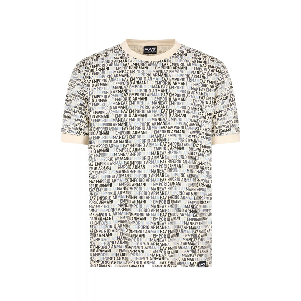 EA7 | Emporio Armani 7M000208 AF12874 Contrast Allover Monogram Repeat Logo T-Shirt
