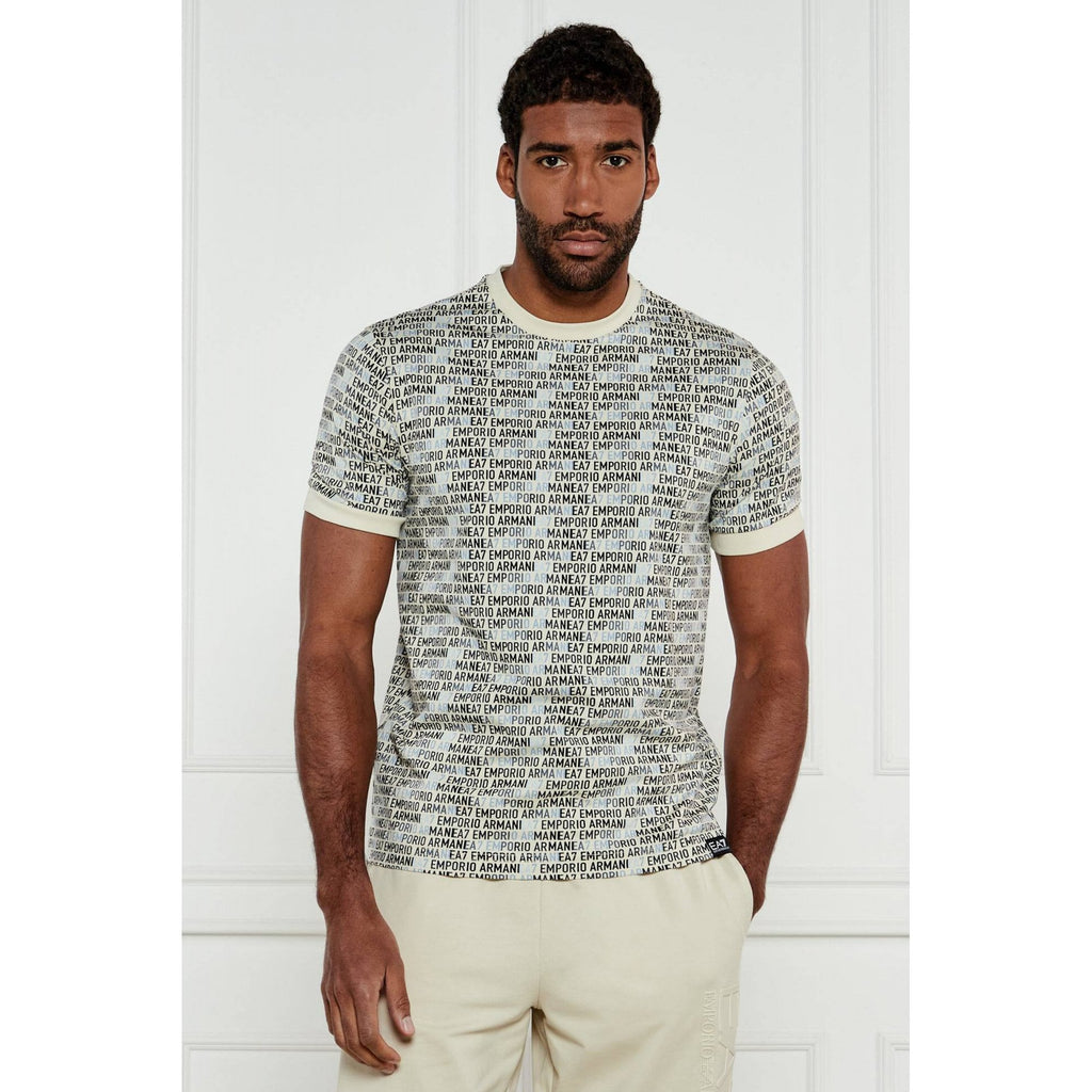 EA7 | Emporio Armani 7M000208 AF12874 Contrast Allover Monogram Repeat Logo T-Shirt