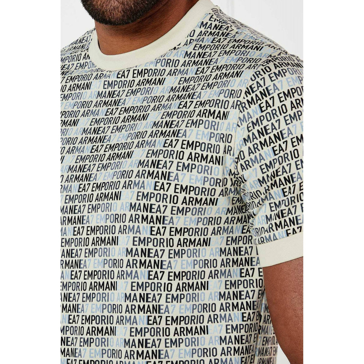 EA7 | Emporio Armani 7M000208 AF12874 Contrast Allover Monogram Repeat Logo T-Shirt