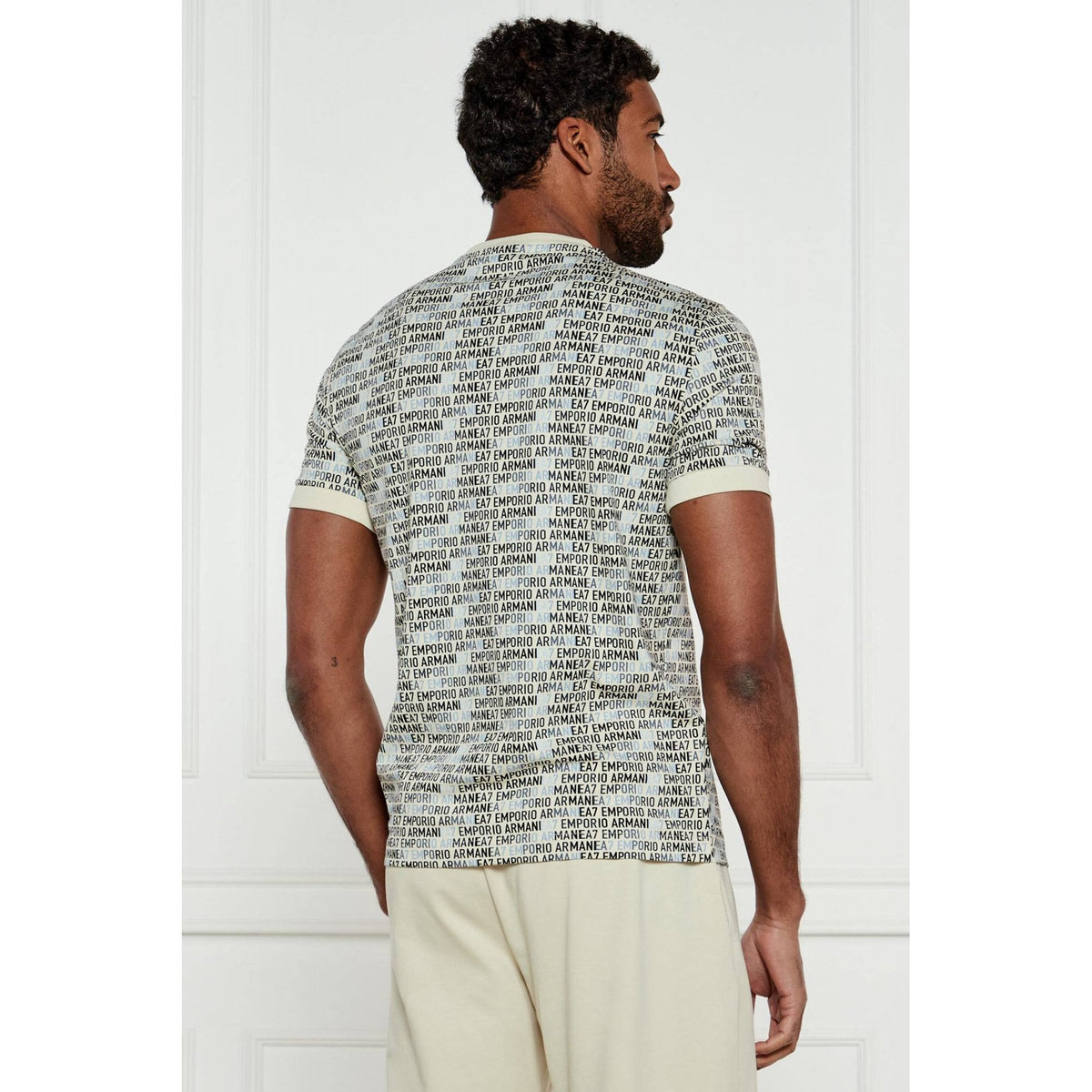 EA7 | Emporio Armani 7M000208 AF12874 Contrast Allover Monogram Repeat Logo T-Shirt