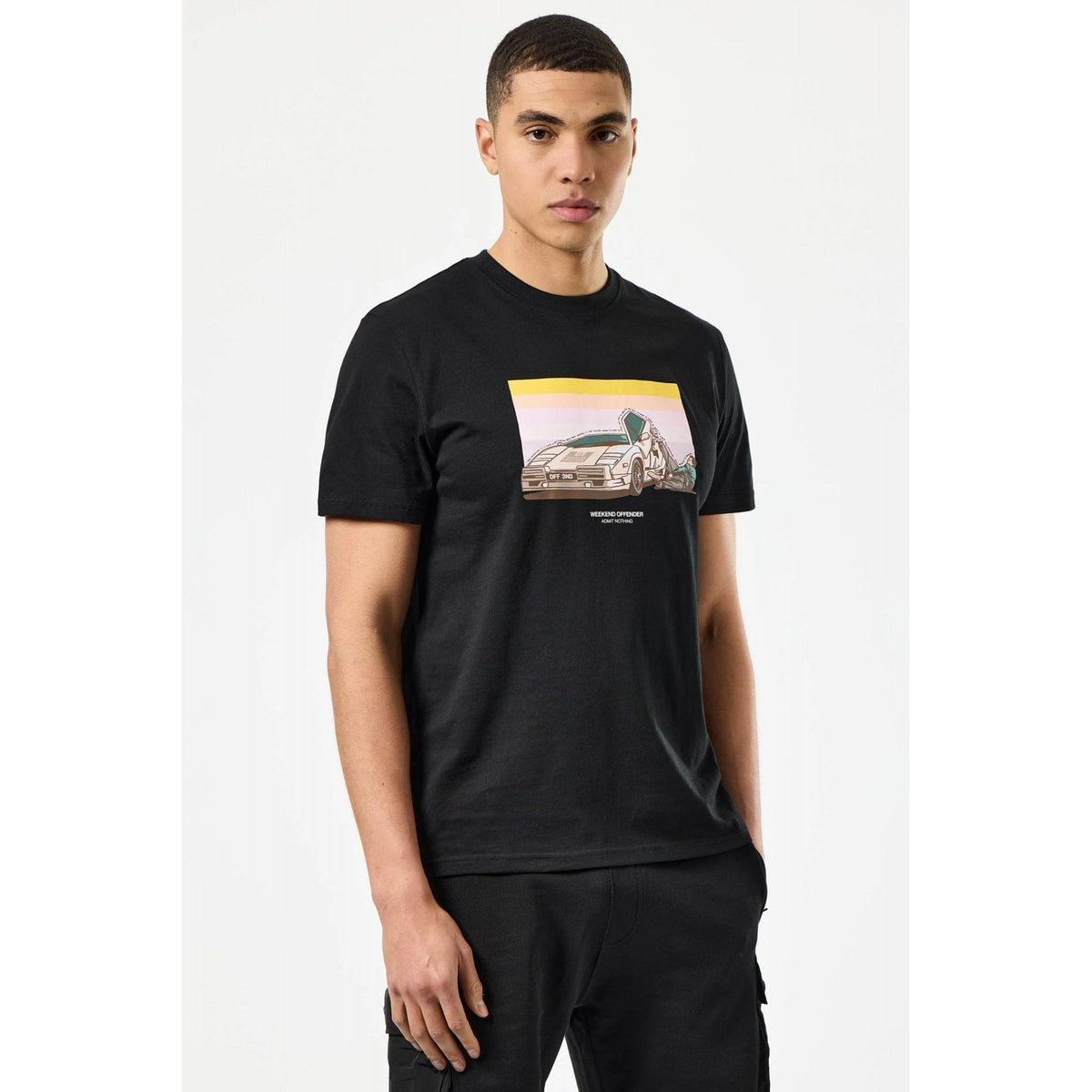 Weekend Offender PT1A07 Quaaludes 'The Wolf Of Wall Street' Graphic Print Half Sleeve T-Shirt - Black