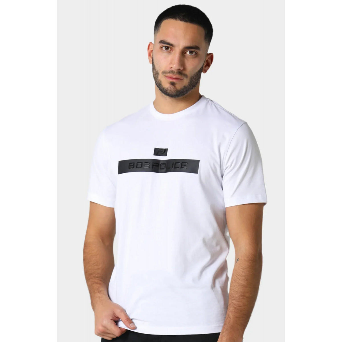 Police Oxshott 0825 'P' Emblem Elevate Matt Print Slim Fit Half Sleeve T-Shirt