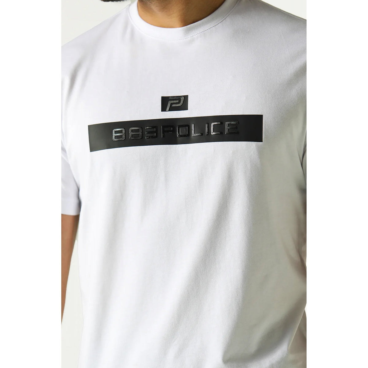 Police Oxshott 0825 'P' Emblem Elevate Matt Print Slim Fit Half Sleeve T-Shirt