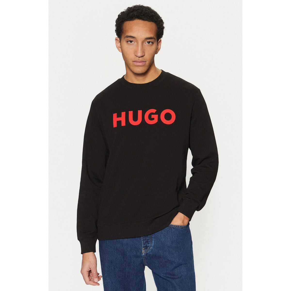 Boss 50477328 Dem HUGO Red Logo Crew Sweat Top - Black