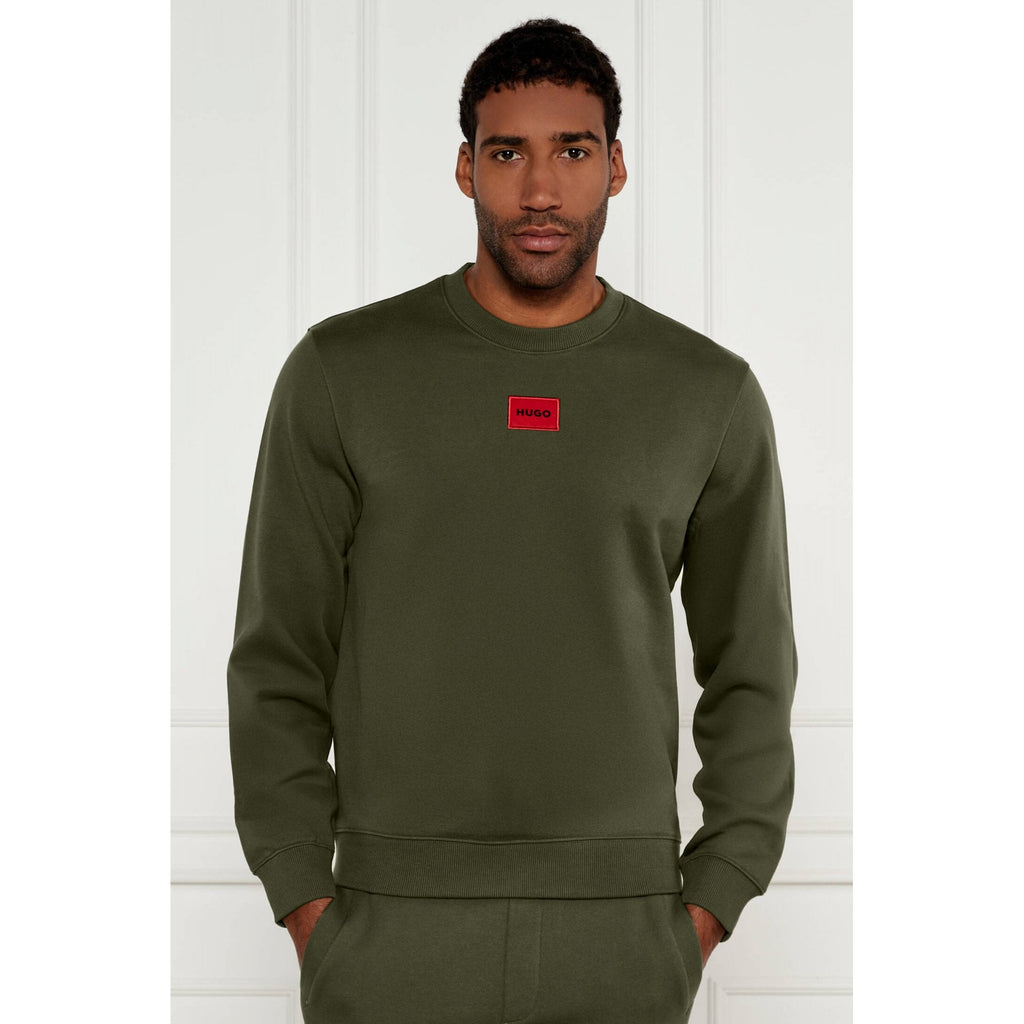 Boss 50447964 Diragol Small Red Patch Logo Crew Sweat Top - Olive