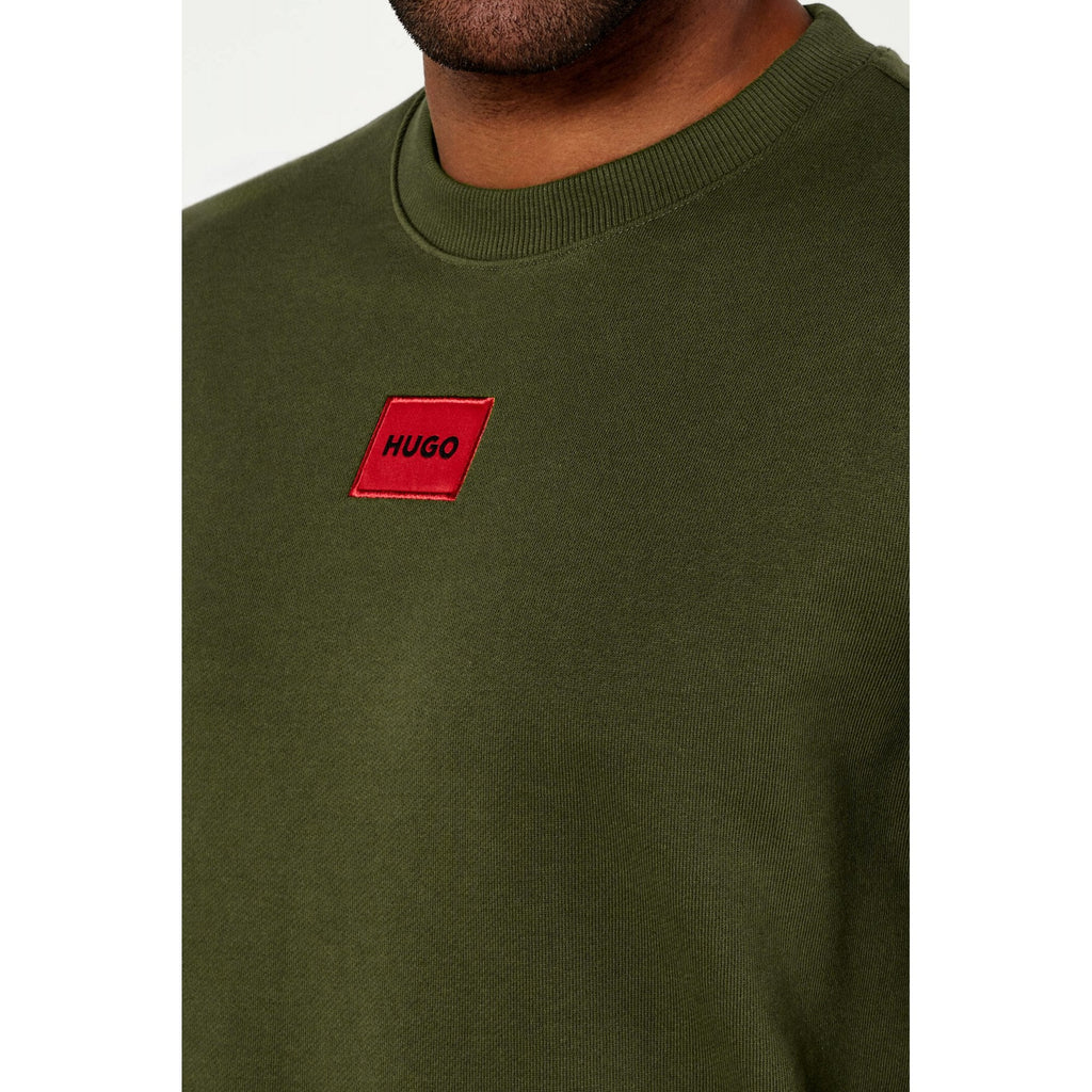 Boss 50447964 Diragol Small Red Patch Logo Crew Sweat Top - Olive