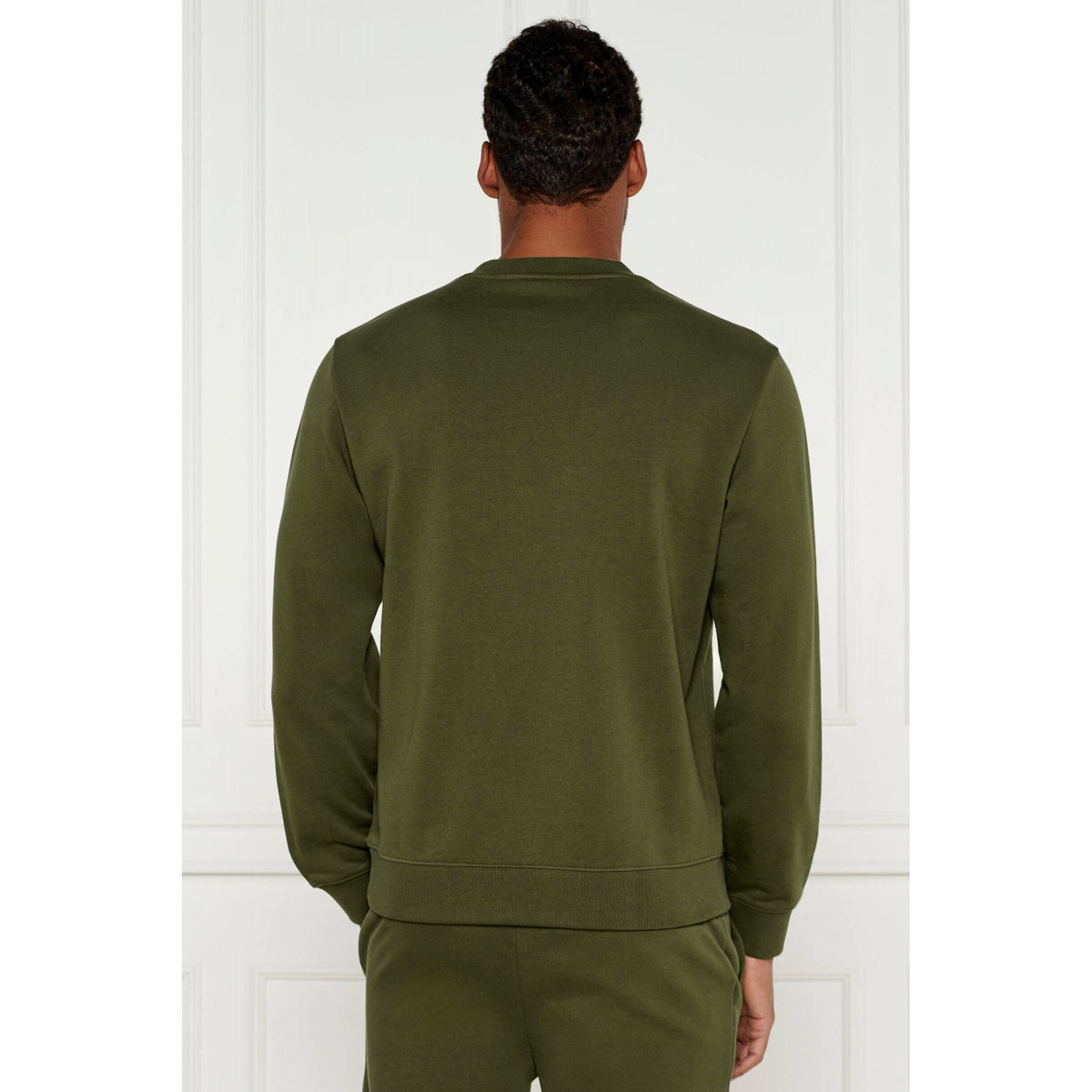 Boss 50447964 Diragol Small Red Patch Logo Crew Sweat Top - Olive