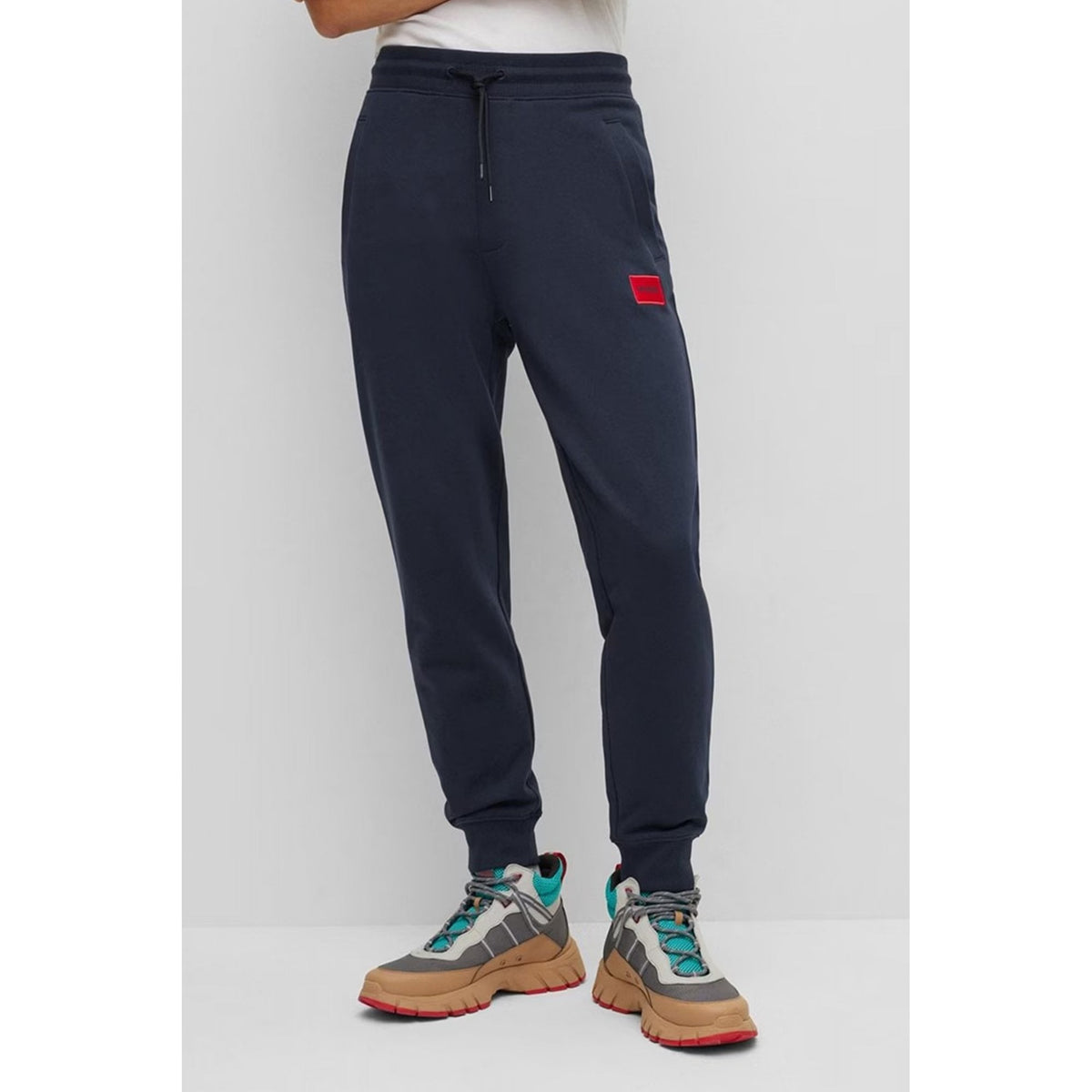 Boss 50447963 Doak Red Patch Logo Cotton Jogger - Navy