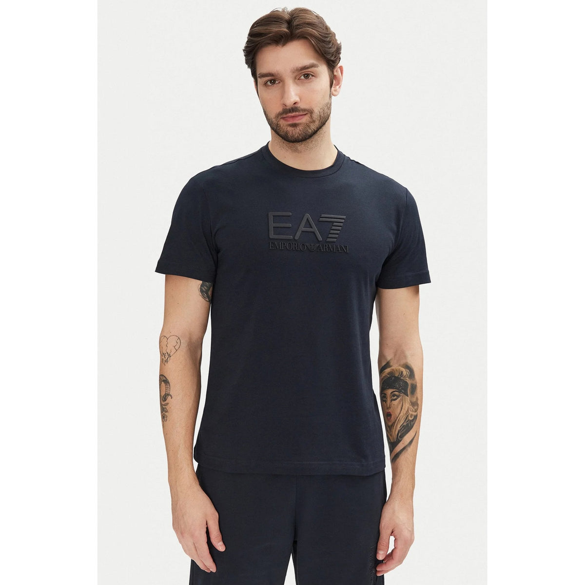 EA7 | Emporio Armani 7M000224 AF10375 3D Rubber Chest Logo Half Sleeve T-Shirt