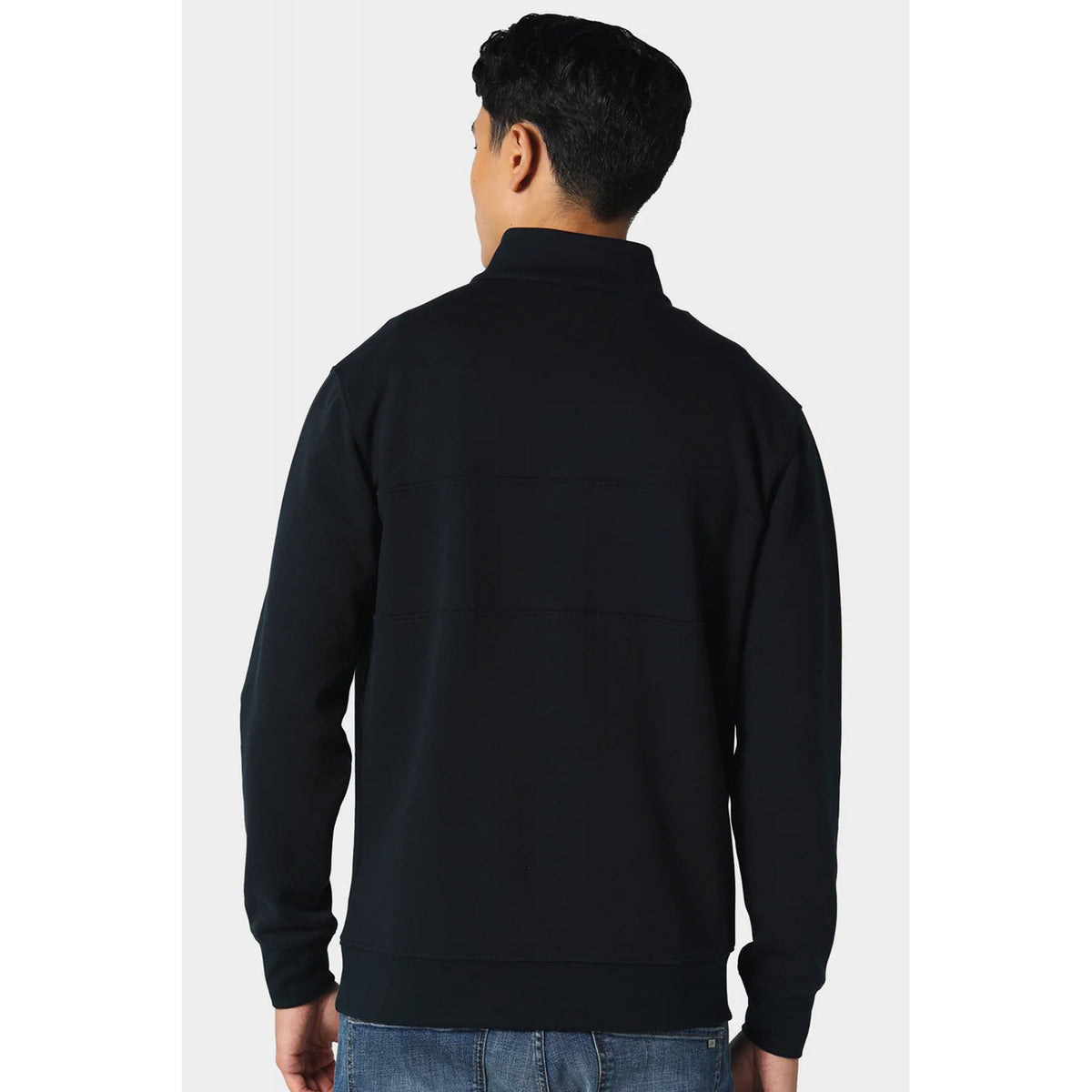 Police Millom 0073 Funnel Neck Cut & Sew Panel Tonal 'P' Logo Quarter Zip Sweat Top