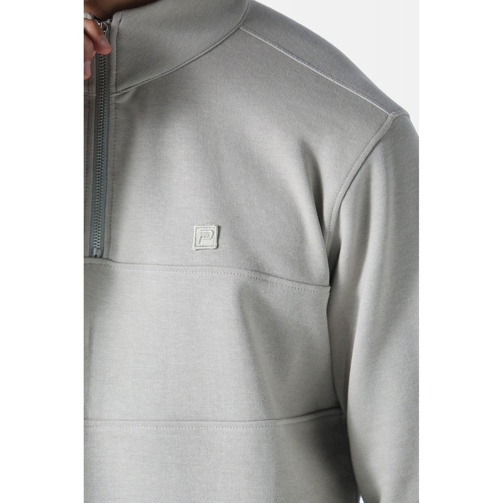 Police Millom 0073 Funnel Neck Cut & Sew Panel Tonal 'P' Logo Quarter Zip Sweat Top