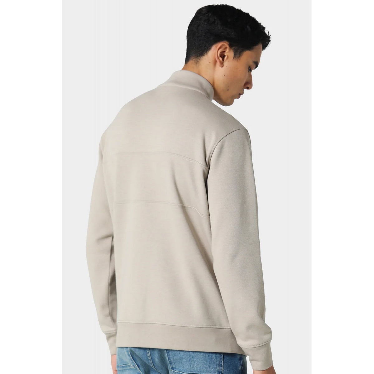 Police Millom 0073 Funnel Neck Cut & Sew Panel Tonal 'P' Logo Quarter Zip Sweat Top