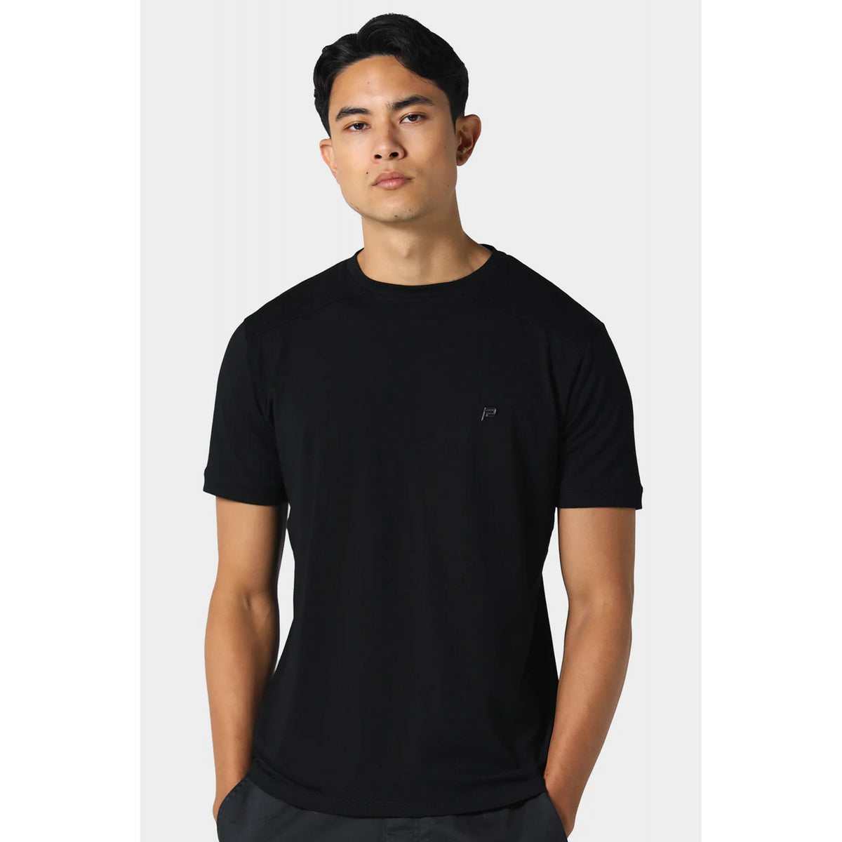 Police Gambit 0069 Cut & Sew Small 'P' Emblem Metal Logo Crew Half Sleeve T-Shirt