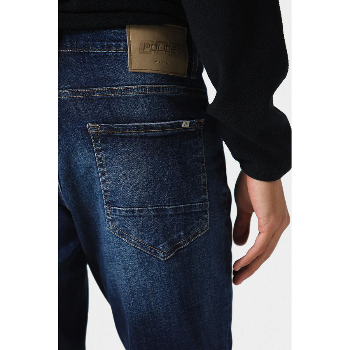 Police 1020 Todd Dino Stretch Slim Fit Denim Textured Jean - Mid Blue Wash