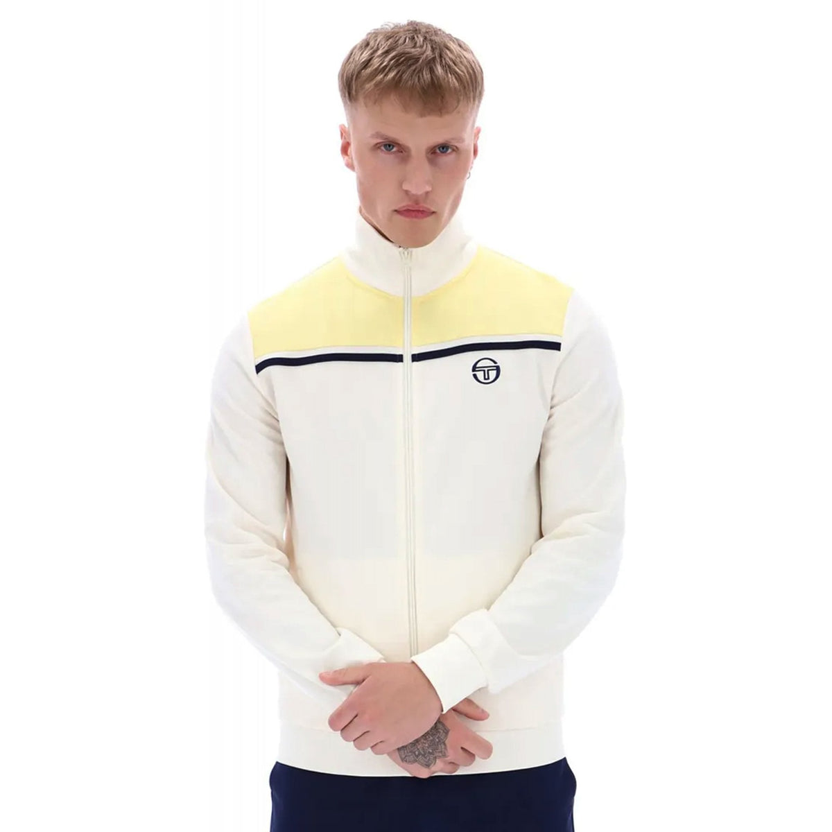 Sergio Tacchini | Youngline MK2 1083 Retro Contrast Stripe Track Top - Gardenia/Pale Banana