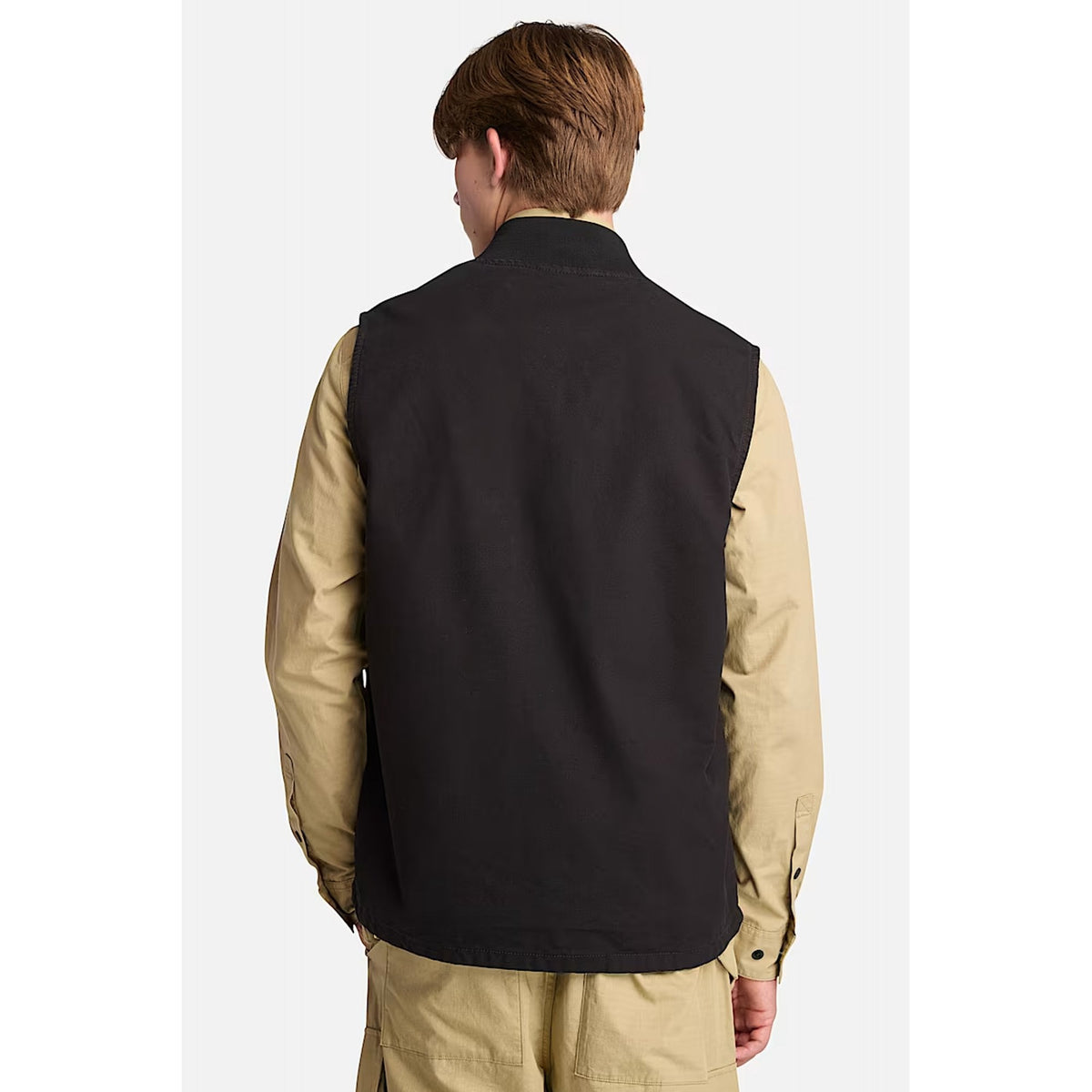 Timberland TB0A6GF7 Washed Canvas Baseball Collar Lightweight Cotton Vest Gilet - Black