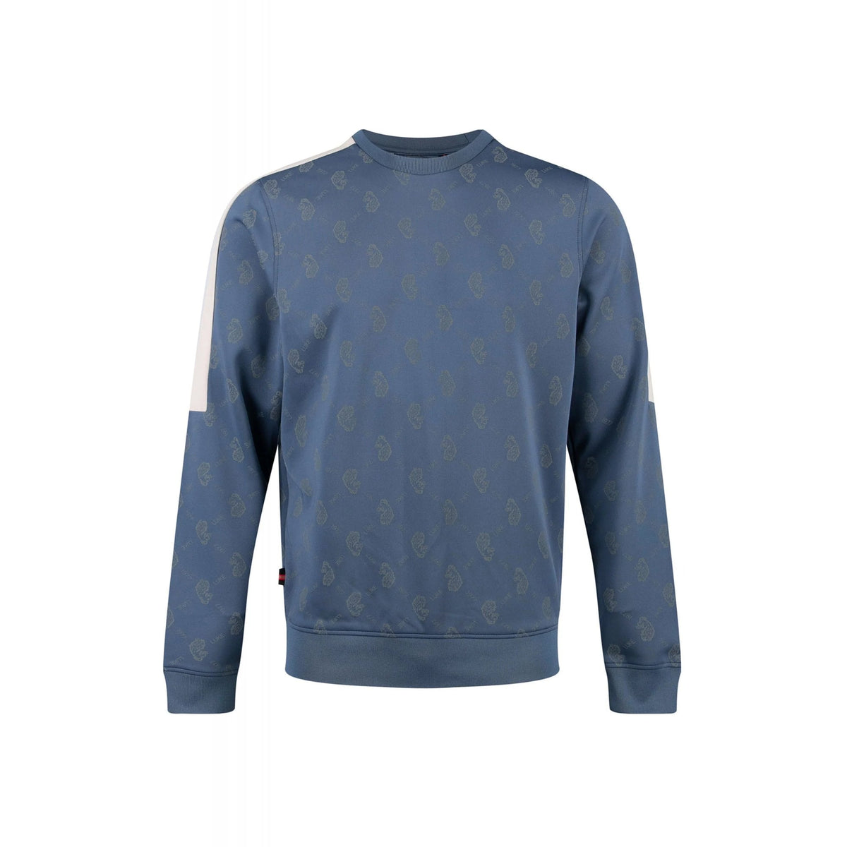 Luke | Gazzas Tears M620373 Logo Overprint Panel Tape Crew Sweat Top - Denim Blue