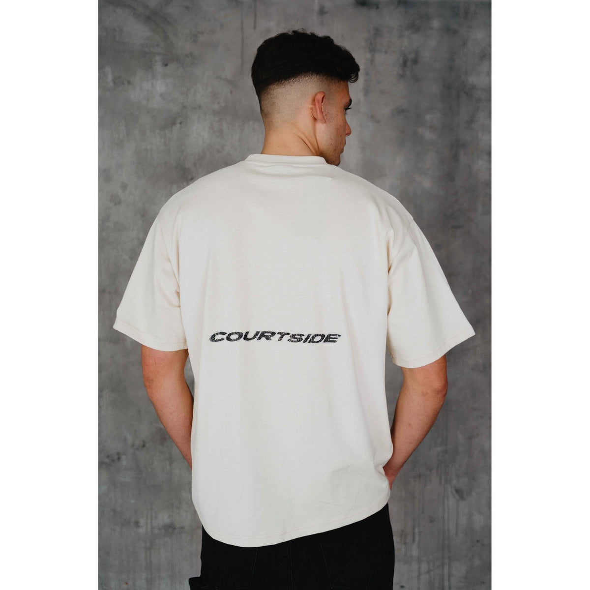 Courtside | Sawyer Oversized Relaxed Fit Enlarge 1984 Retro Print Half Sleeve T-Shirt - Ecru