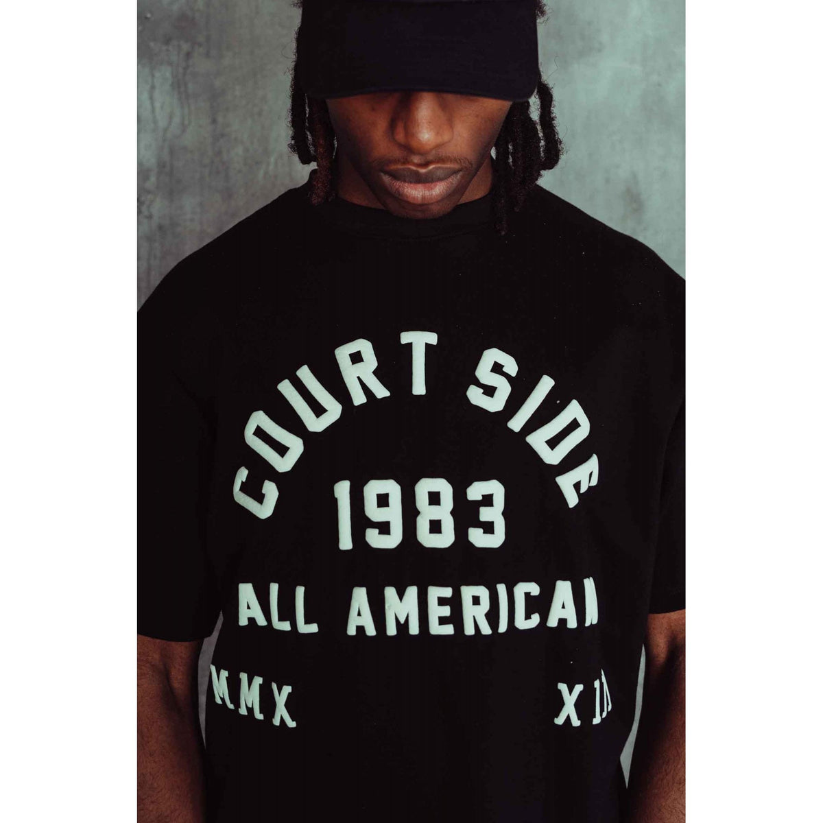 Courtside | 1983 All American Oversized Relaxed Fit Enlarge Print Half Sleeve T-Shirt