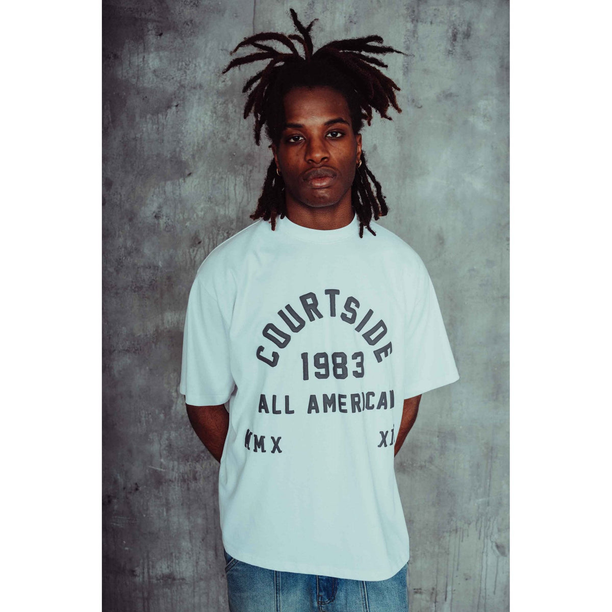 Courtside | 1983 All American Oversized Relaxed Fit Enlarge Print Half Sleeve T-Shirt