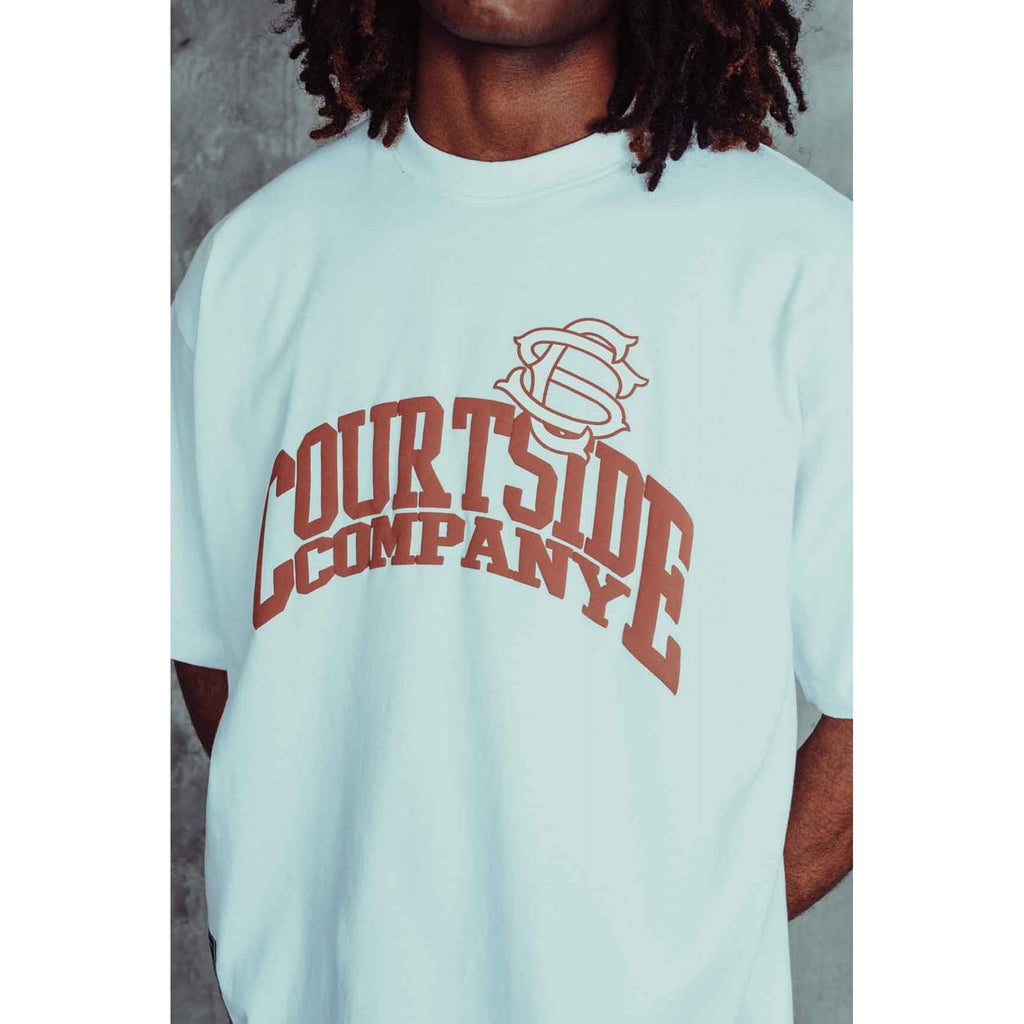 Courtside | Major Oversized Relaxed Fit Company Logo Print Half Sleeve T-Shirt - White