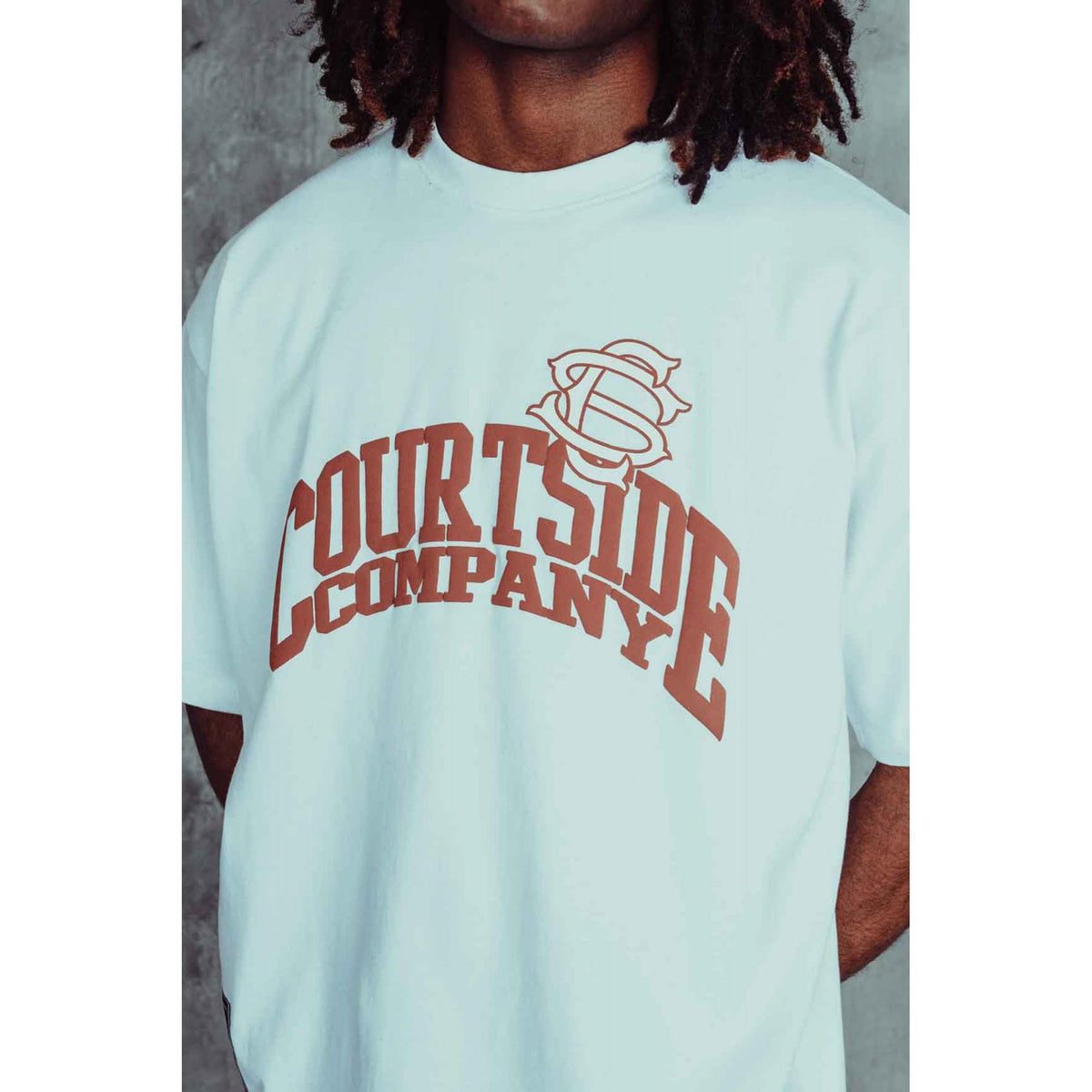 Courtside | Major Oversized Relaxed Fit Company Logo Print Half Sleeve T-Shirt - White