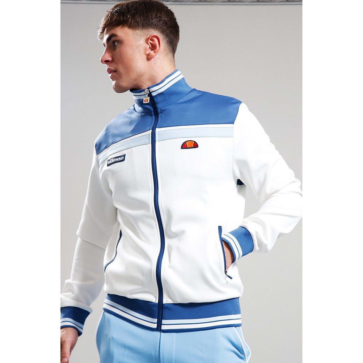 Ellesse Vignola 2058 Classic Contrast Retro Tipped Colour Block Track Top