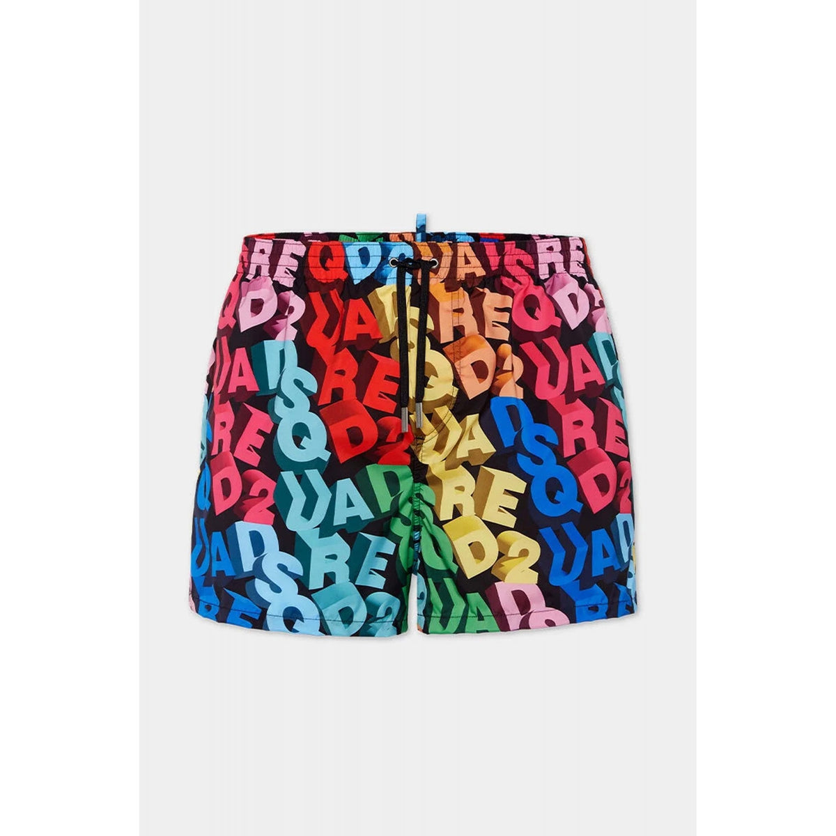 DSQUARED2 | D7B646100 3D Style Jumbled Allover Logo Print Design Swim Short - Multi-Colour
