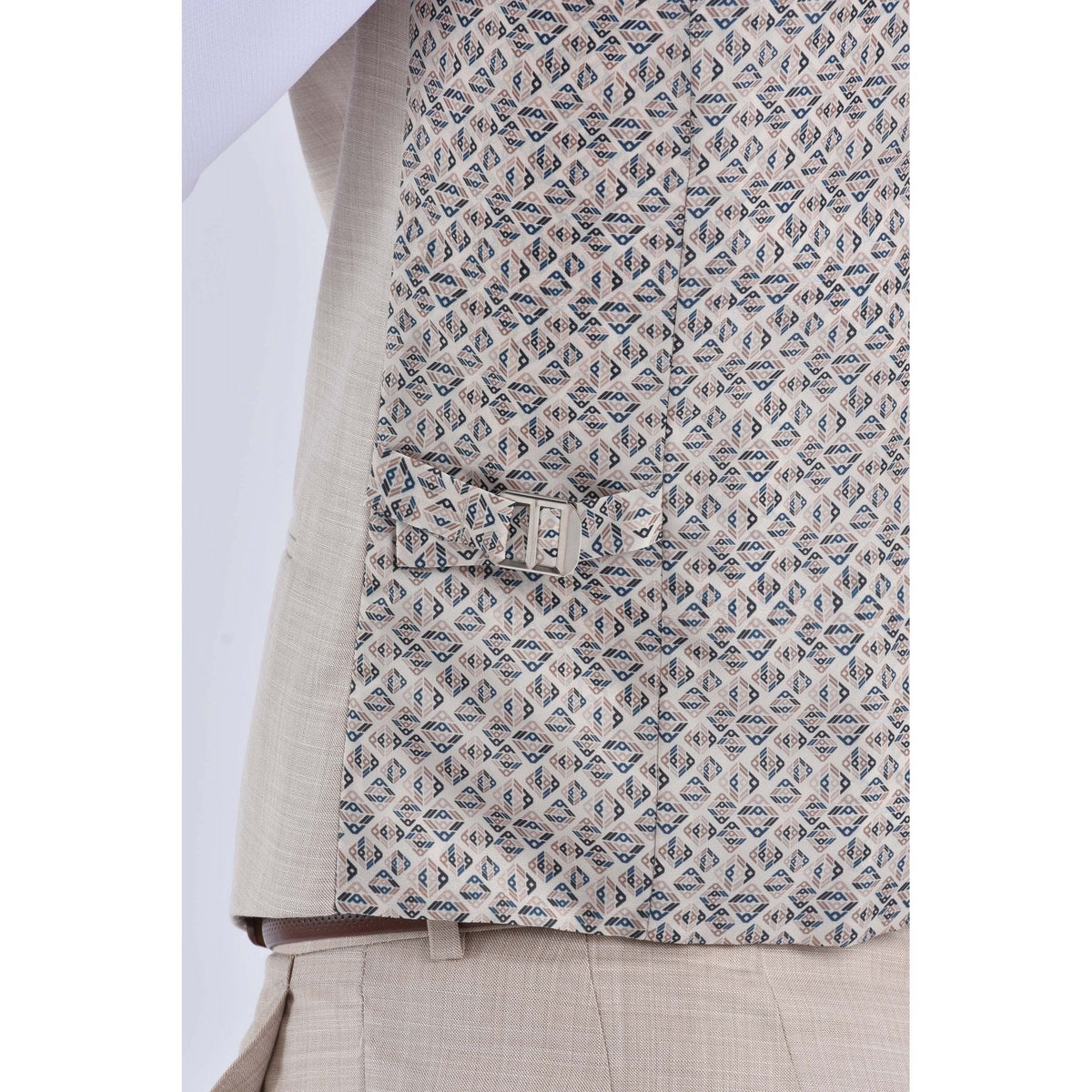 CB Rome Tailored Slim Fit Single Breasted Waistcoat - Beige Marl