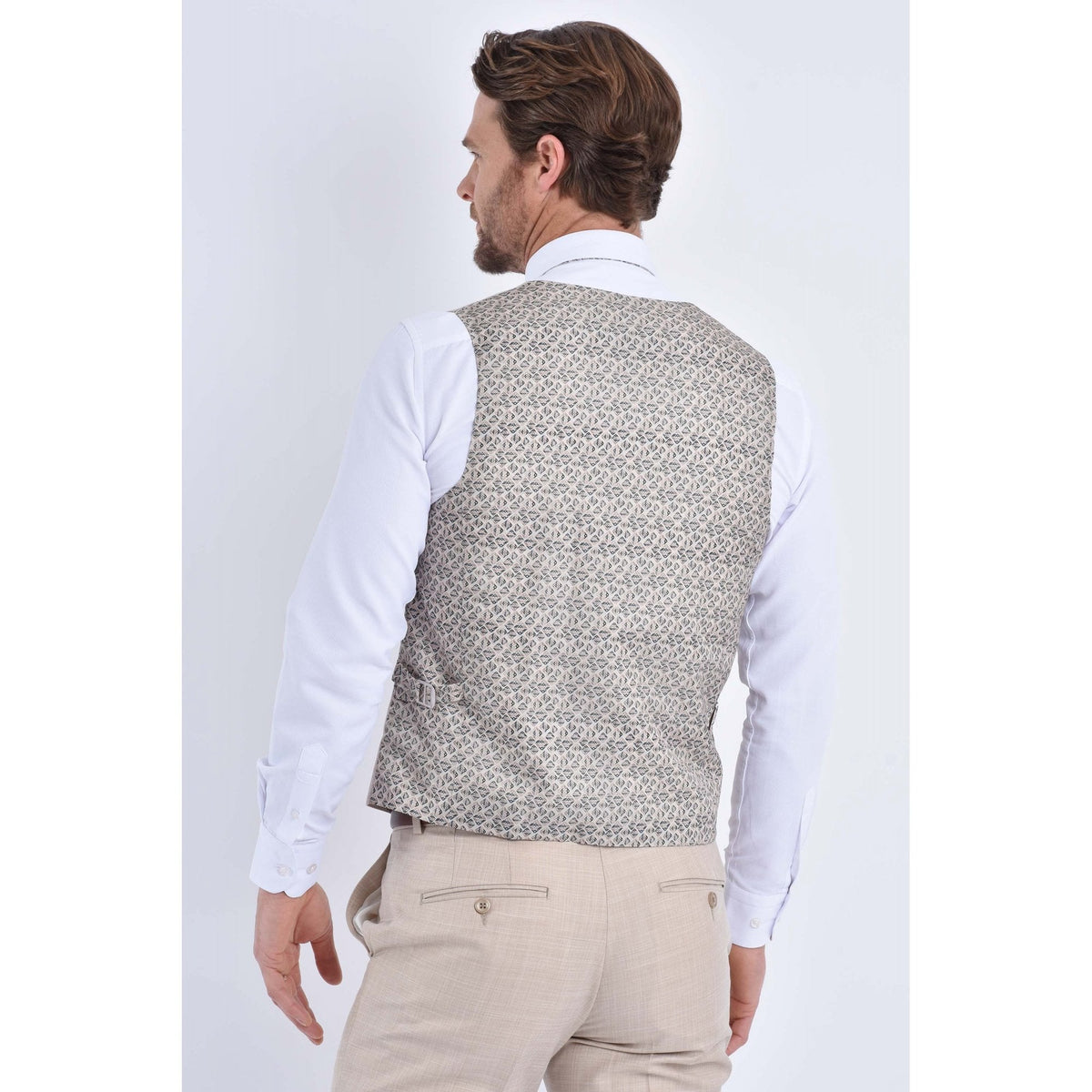 CB Rome Tailored Slim Fit Single Breasted Waistcoat - Beige Marl