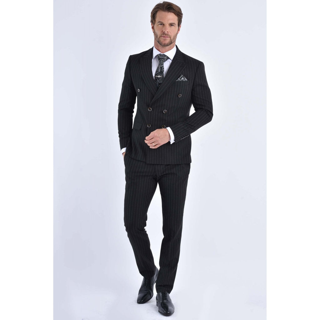 CB Greenwich Tailored Slim Fit Pinstripe Double-Breasted 2 Piece Suit