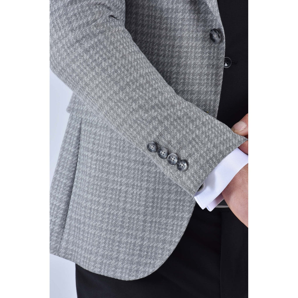 CB Chester Tailored Slim Fit Contrast Houndstooth Print Blazer - Grey
