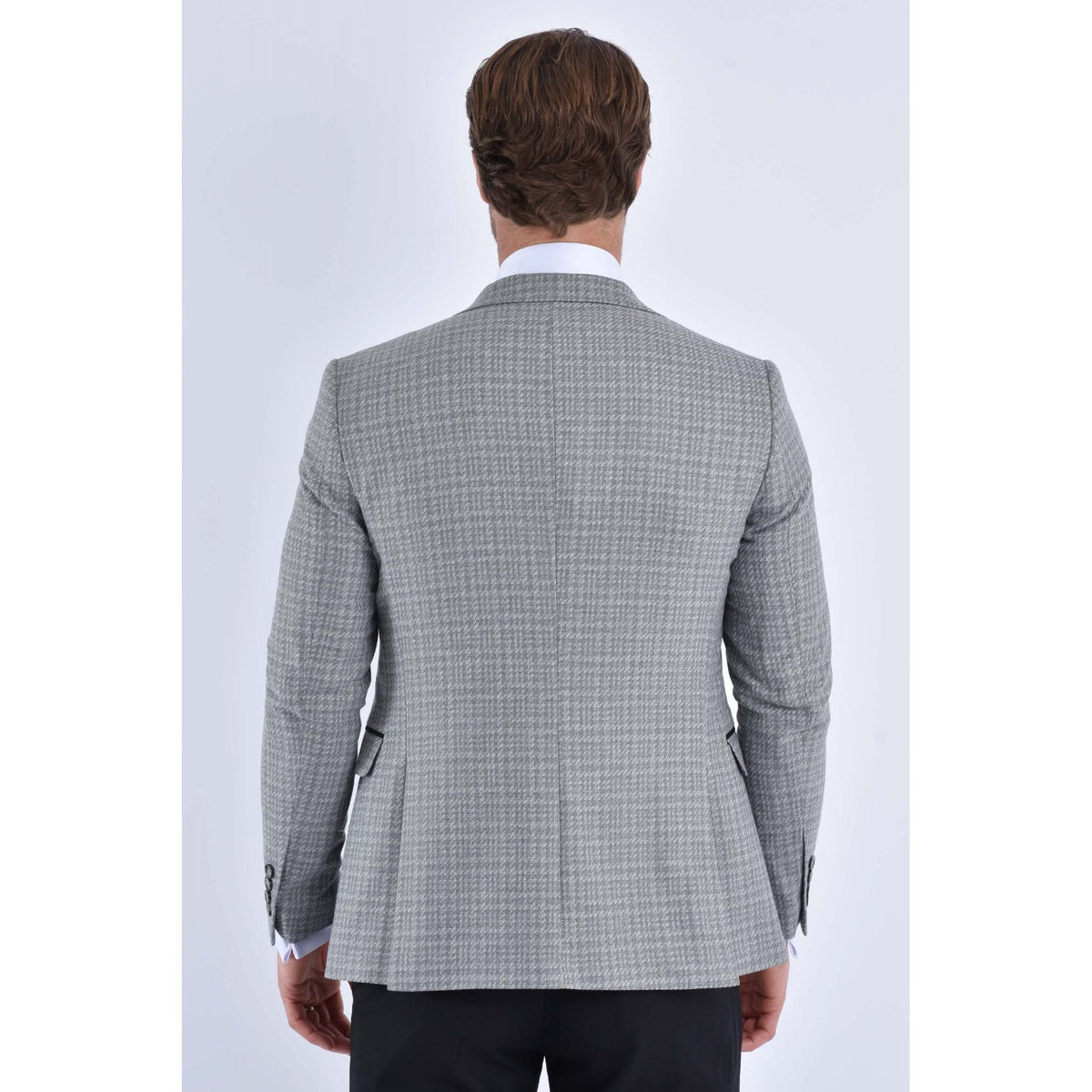 CB Chester Tailored Slim Fit Contrast Houndstooth Print Blazer - Grey
