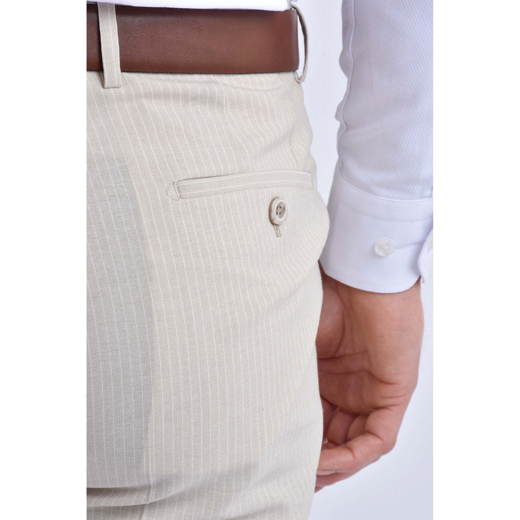 CB Baggi Tailored Slim Fit Pinstripe Double-Breasted 2 Piece Suit - Light Beige