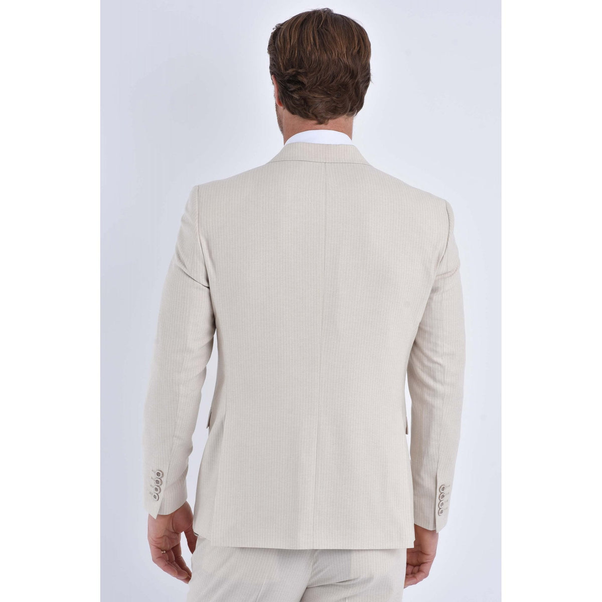 CB Baggi Tailored Slim Fit Pinstripe Double-Breasted 2 Piece Suit - Light Beige