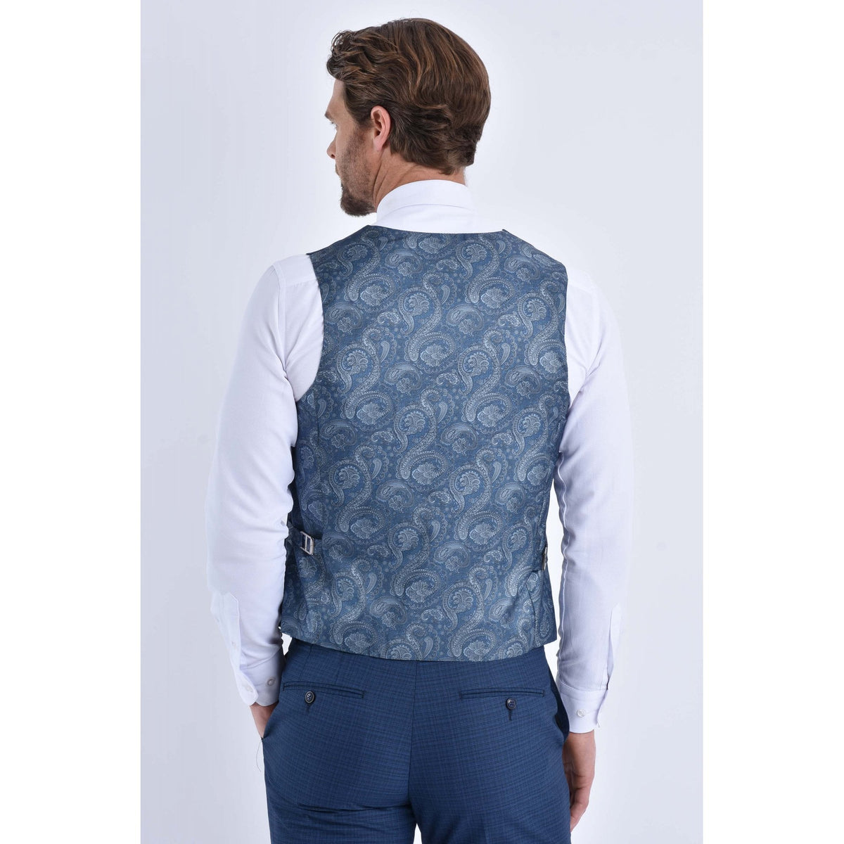 CB Chicago Tailored Slim Fit Contrast Pattern Waistcoat - Navy Marl