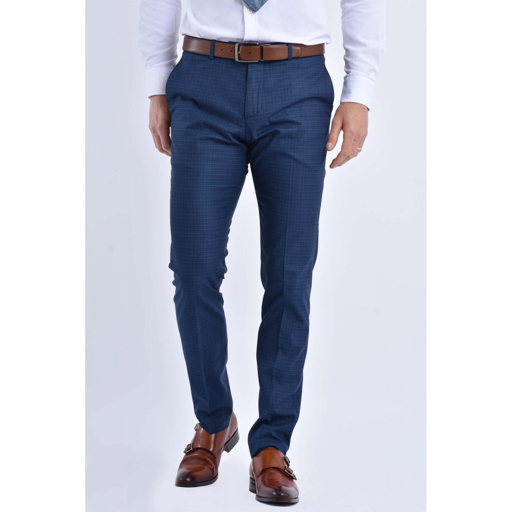 CB Chicago Tailored Slim Fit Contrast Pattern Trouser - Navy Marl