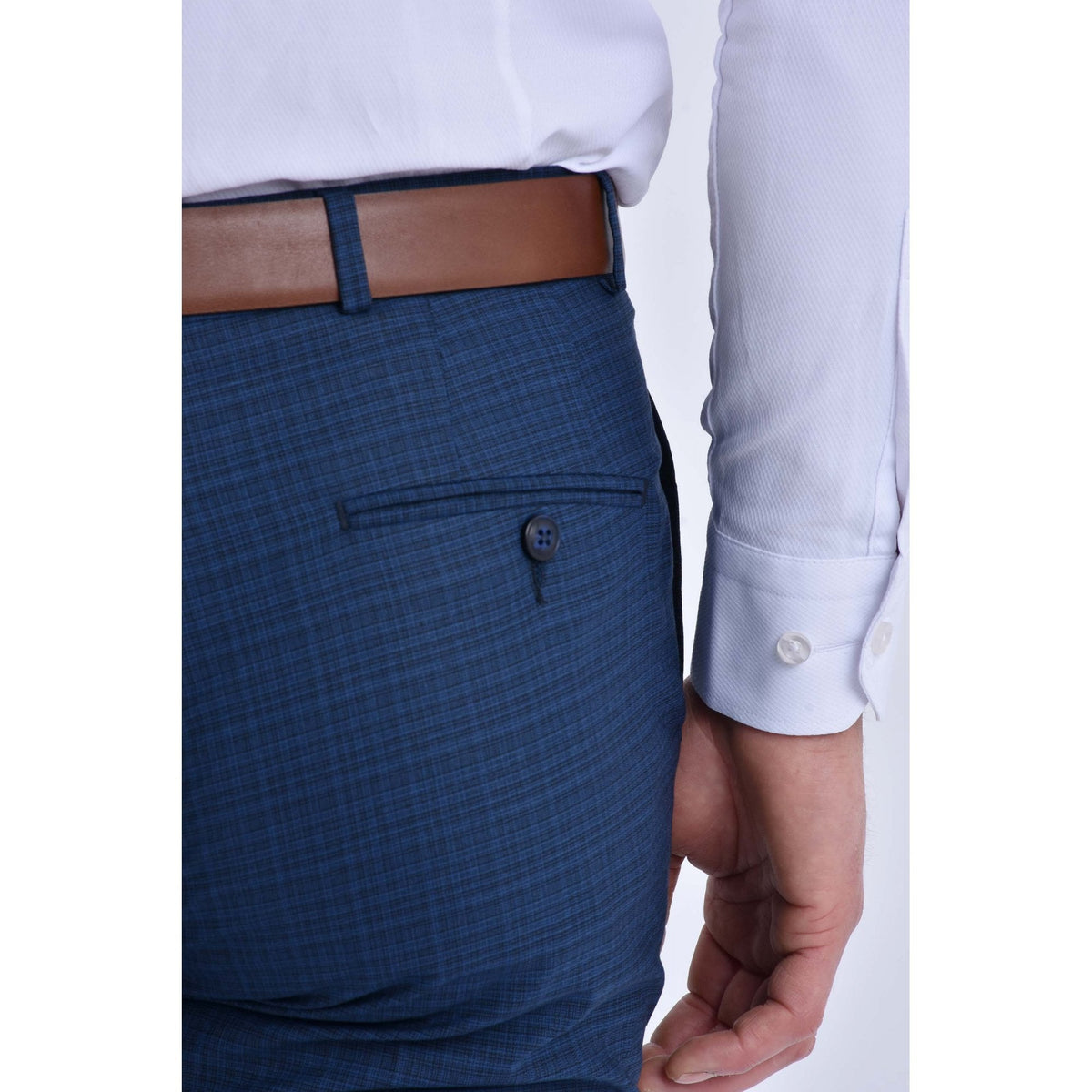CB Chicago Tailored Slim Fit Contrast Pattern Trouser - Navy Marl