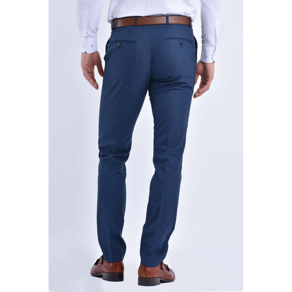 CB Chicago Tailored Slim Fit Contrast Pattern Trouser - Navy Marl